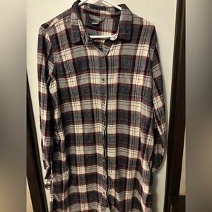 Natural Reflections Burgundy and Gray Plaid Shirt